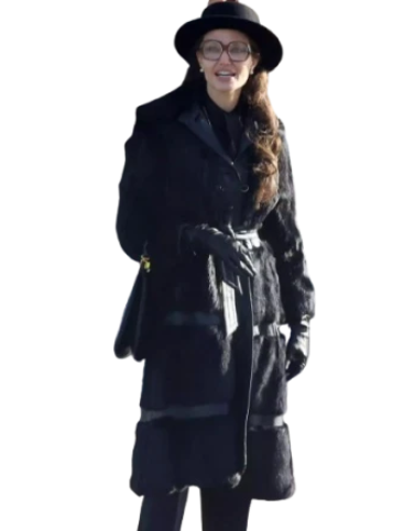 Angelina Jolie Maria 2024 Black Coat