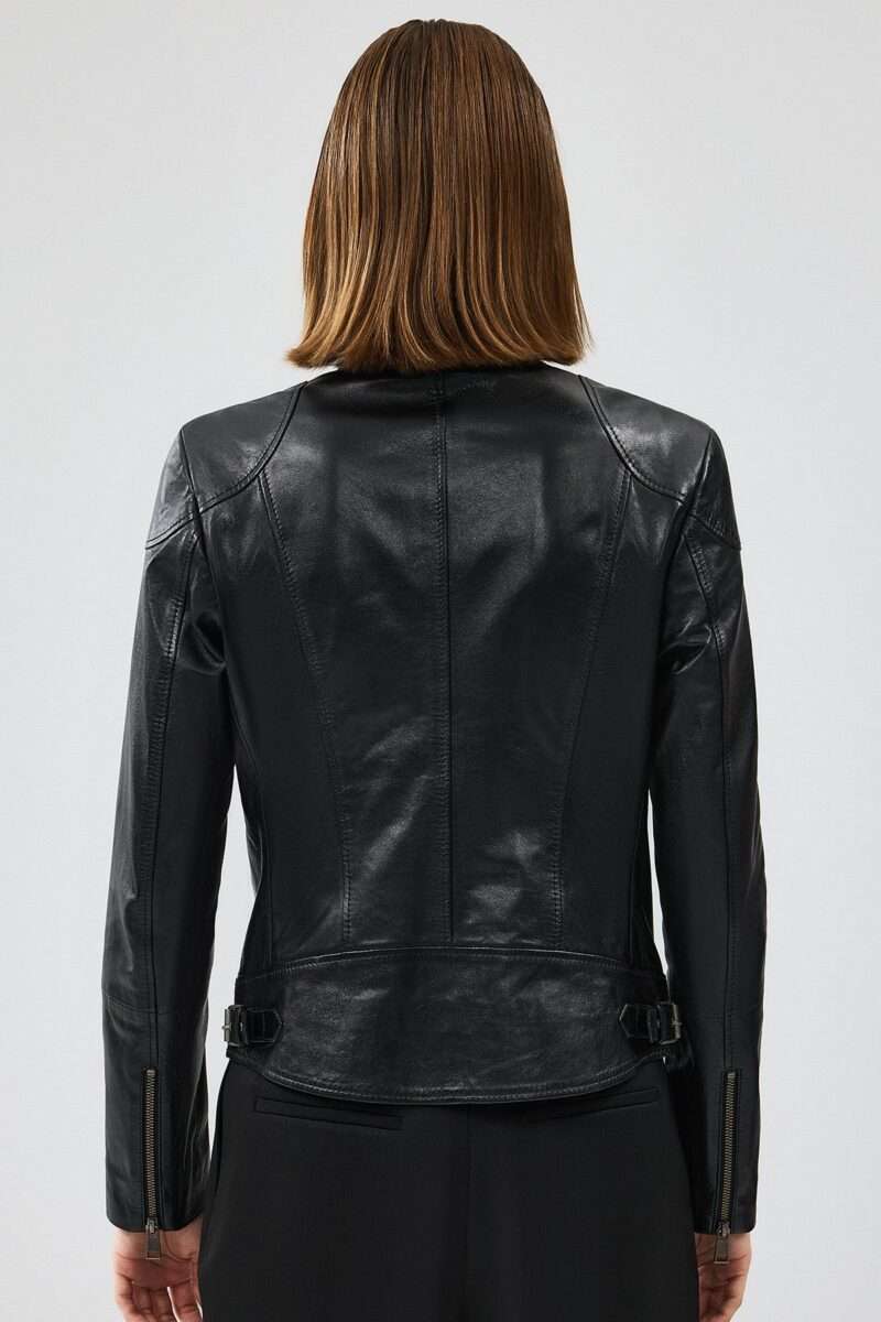 Prima Women's Black Short Leather Jacket - Image 2