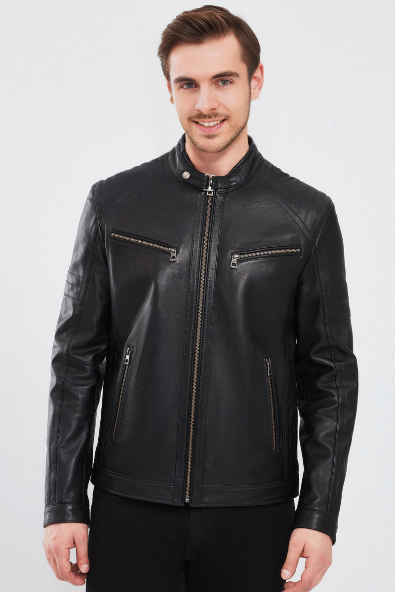 Paul Men's Black Leather Jacket - Image 2