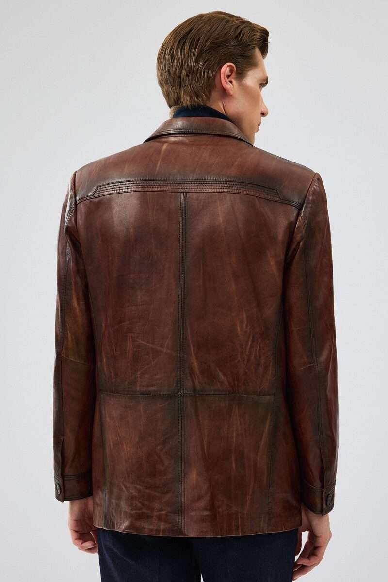 Kevin Men's Brown Blazer Leather Jacket - Image 2
