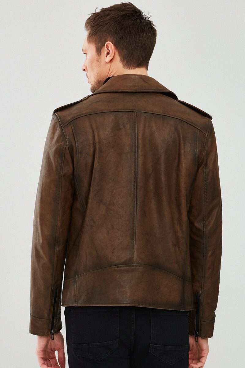 Carter Men's Brown Biker Leather Jacket - Image 2