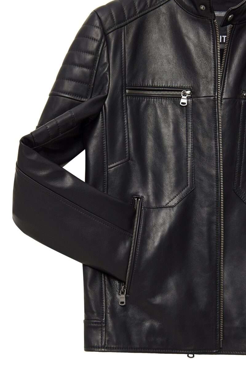 Morant Men's Black Judge Collar Leather Jacket - Image 3