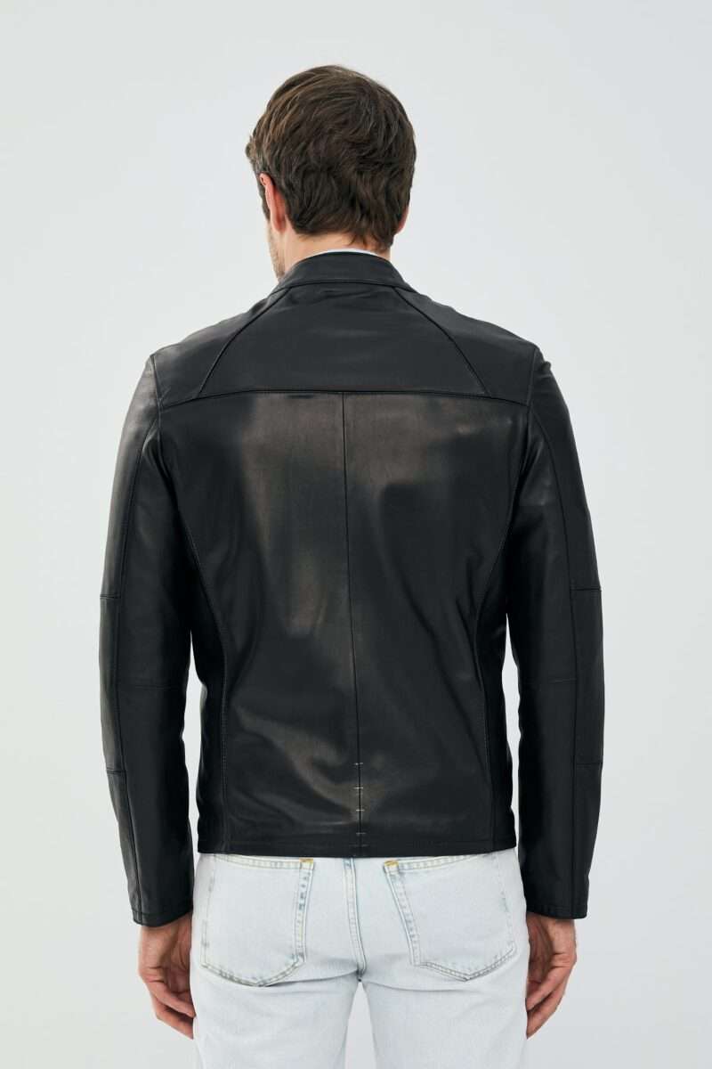 Neymar Men's Black SlimFit Short Leather Jacket - Image 2