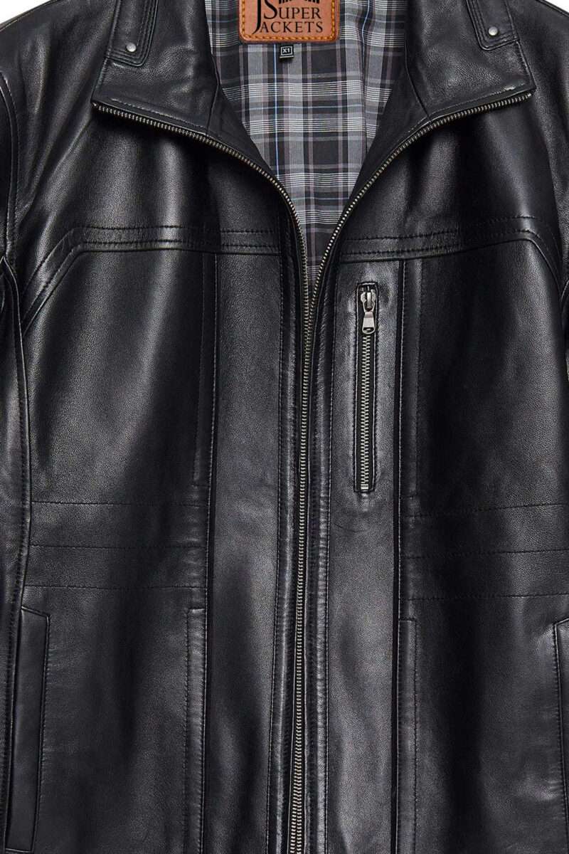Bruno(Plus) Men's Black Leather Jacket - Image 4