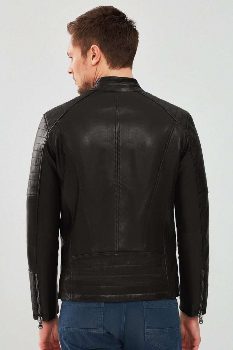 Dali Men's Black Sport Leather Jacket - Image 2