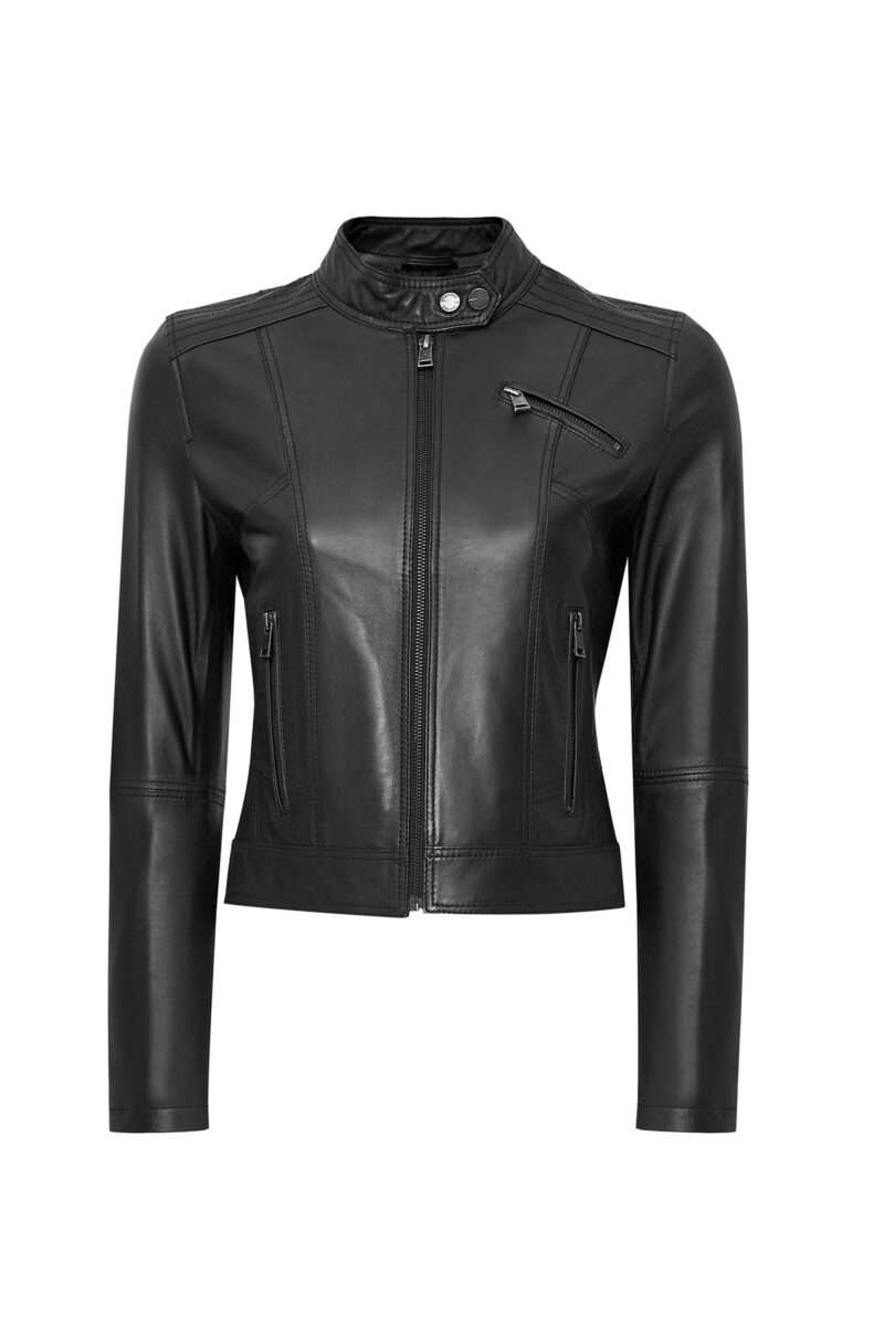 Kylie Women's Black Short Leather Jacket - Image 2