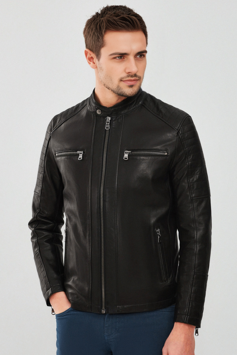 Dali Men's Black Sport Leather Jacket - Image 3
