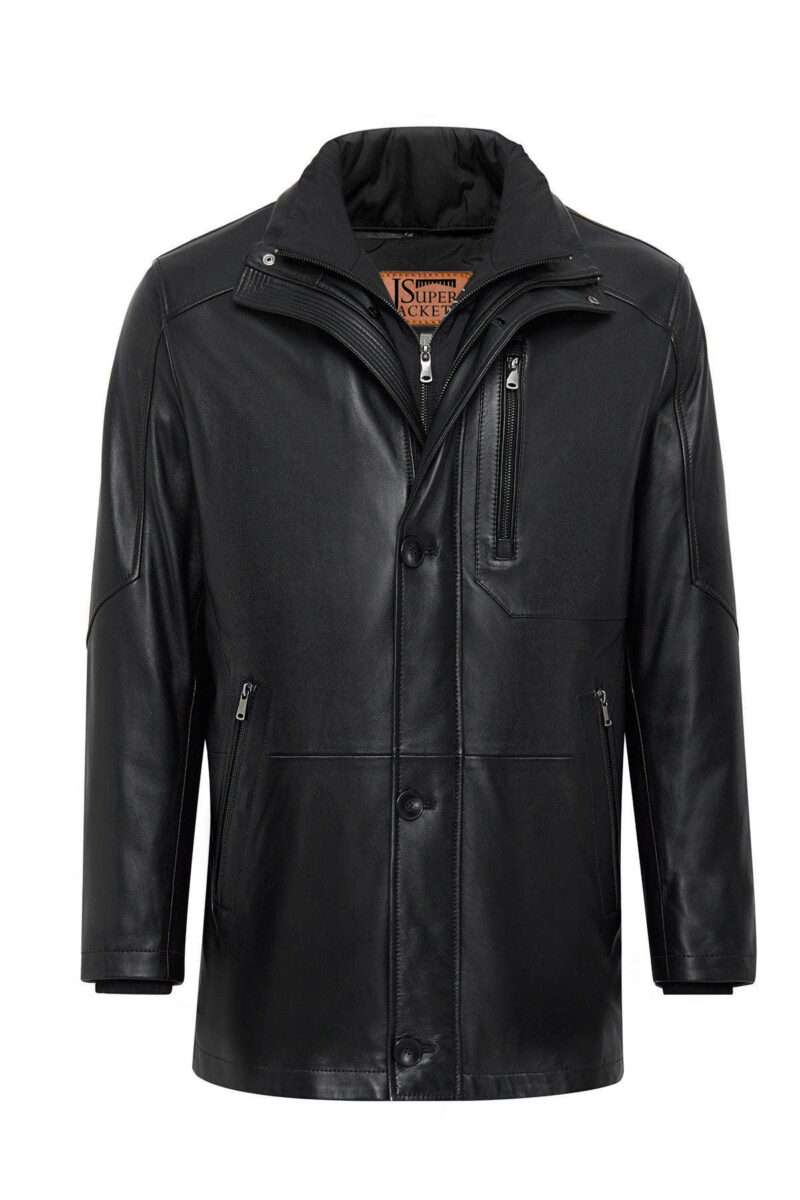 Nathan Men's Black Leather Coat - Image 11
