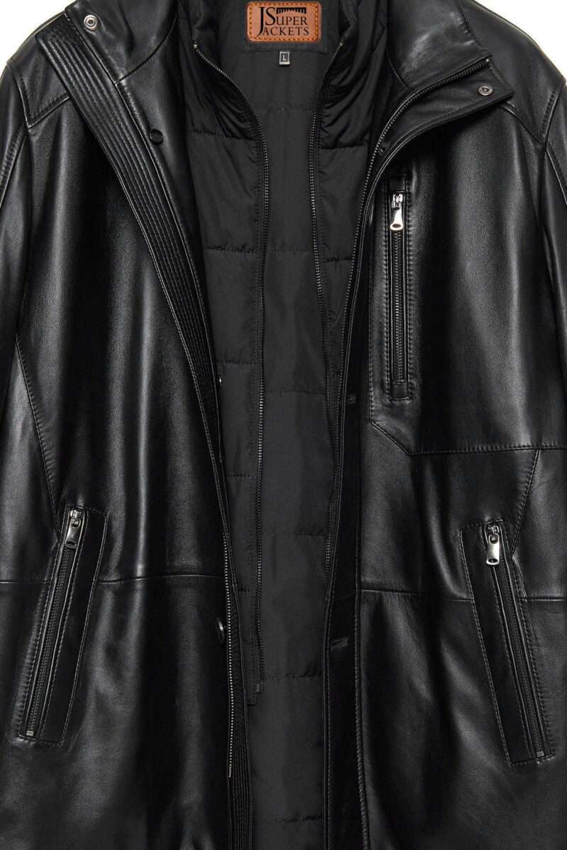 Nathan Men's Black Leather Coat - Image 12