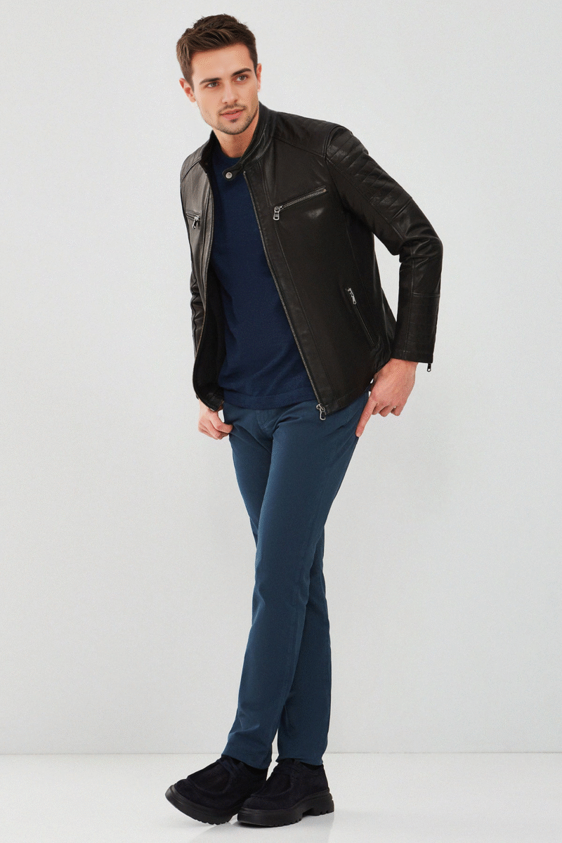 Dali Men's Black Sport Leather Jacket - Image 5