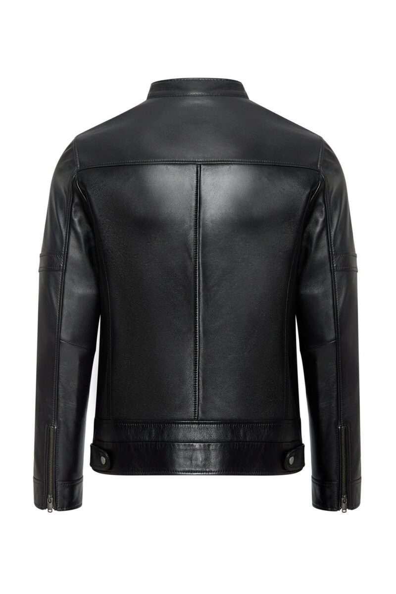 Patrick Men's Black Judge Collar Leather Jacket - Image 2