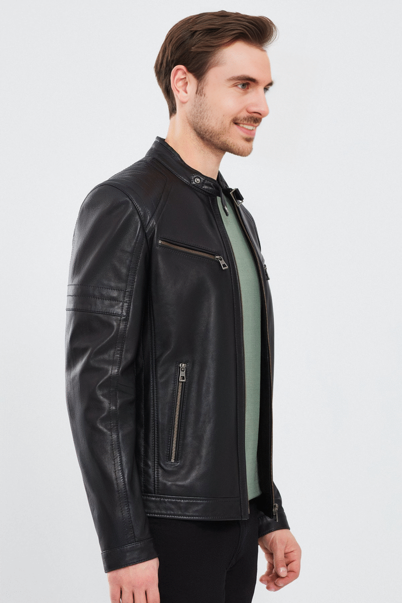 Paul Men's Black Leather Jacket - Image 4