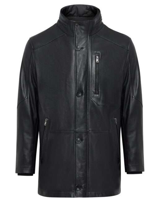 Men's Black Leather Coat