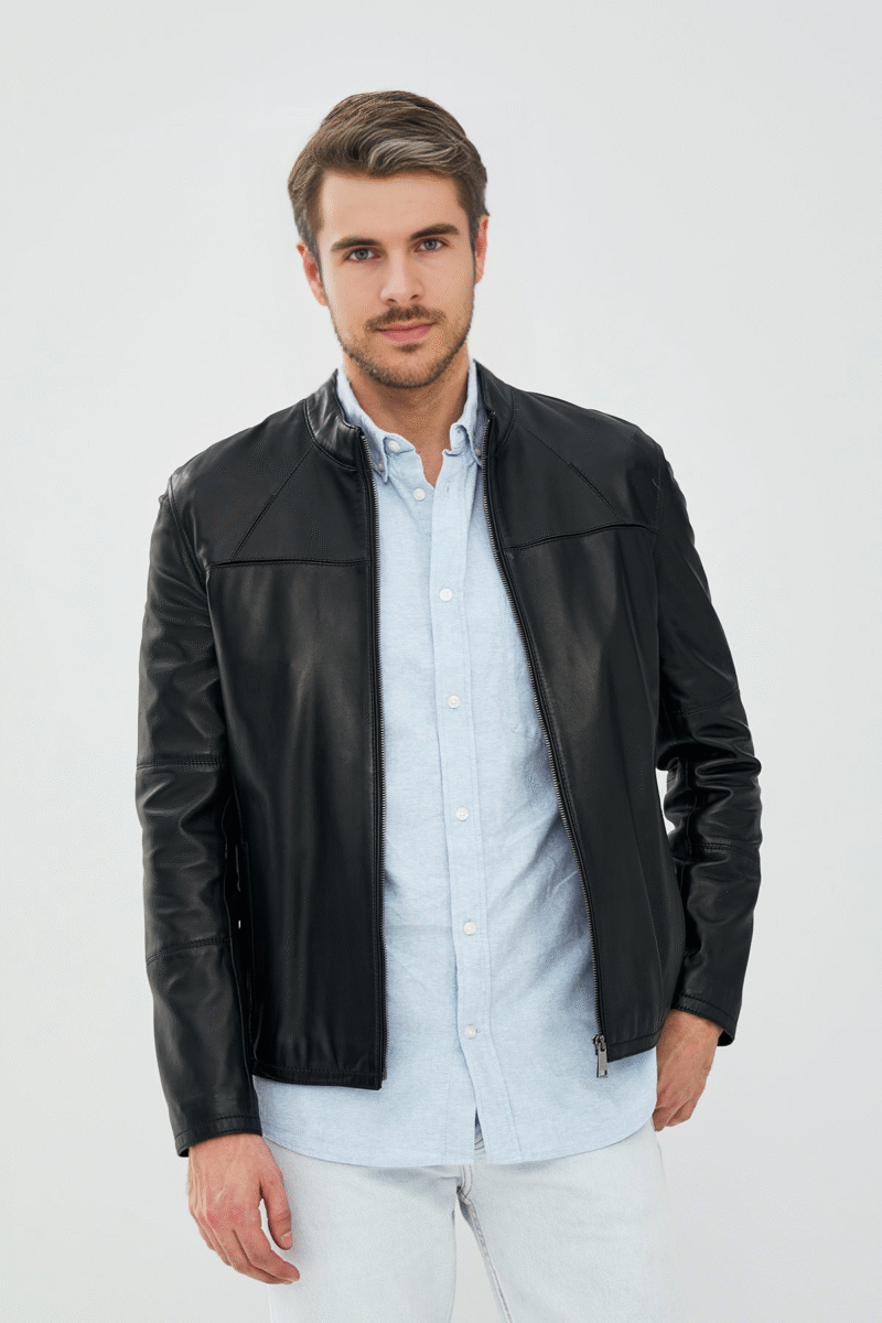 Neymar Men's Black SlimFit Short Leather Jacket - Image 3
