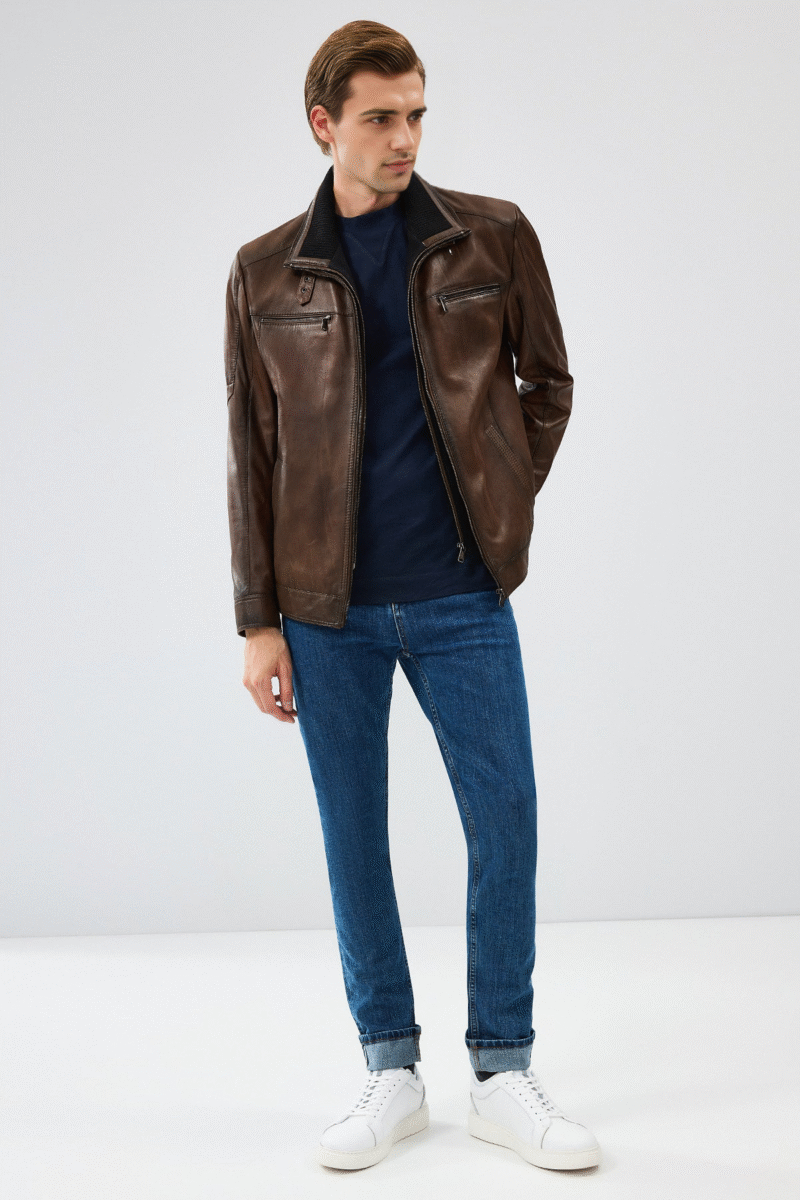 Mateo Men's Brown Leather Jacket - Image 3