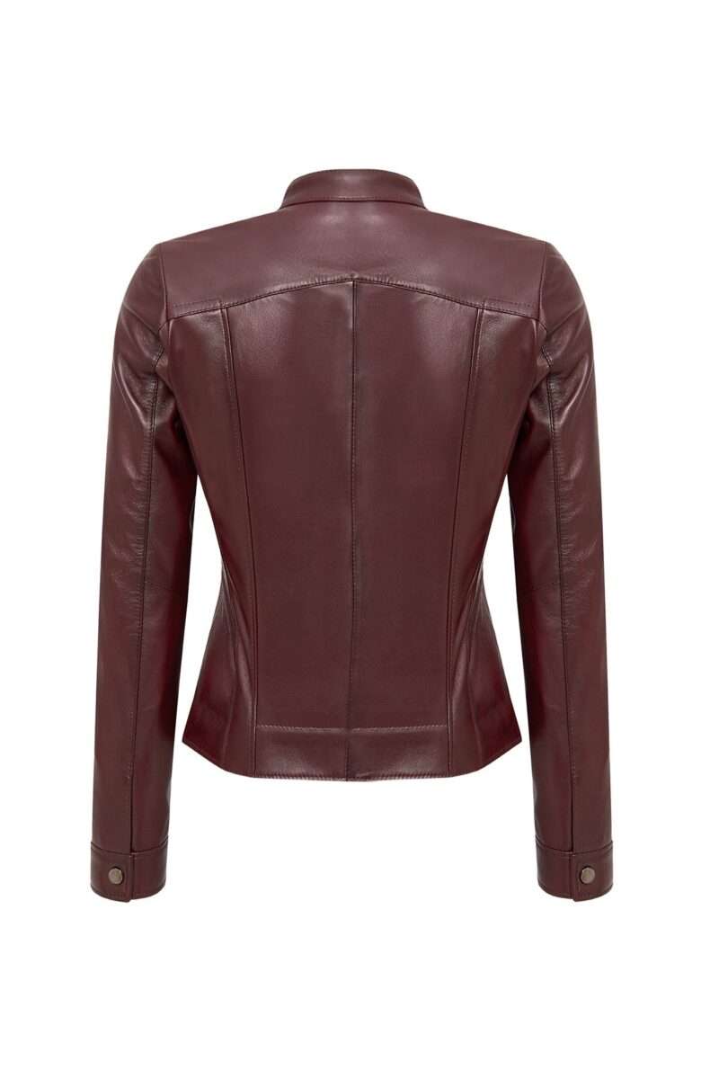 Marlyn Women's Burgundy Leather Jacket - Image 6