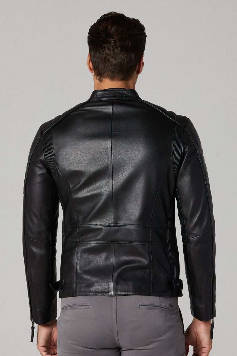 Bosh - X Men's Black Slim-Fit Leather Jacket - Image 3