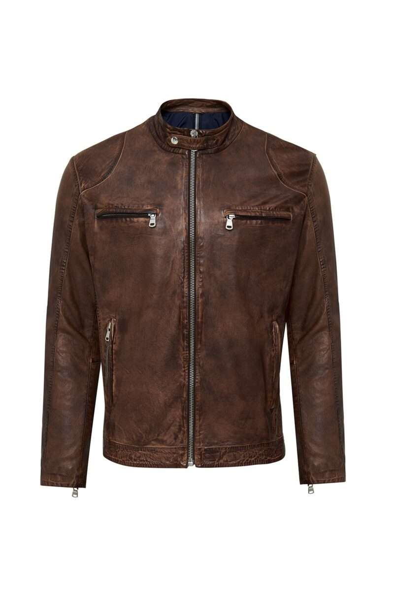 Men's Brown Sport Leather Jacket