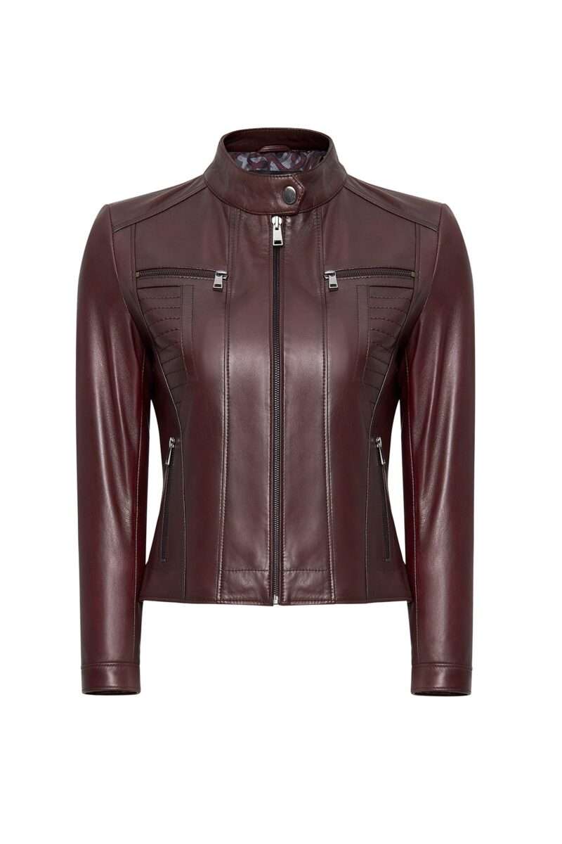 Women's Burgundy Leather Jacket
