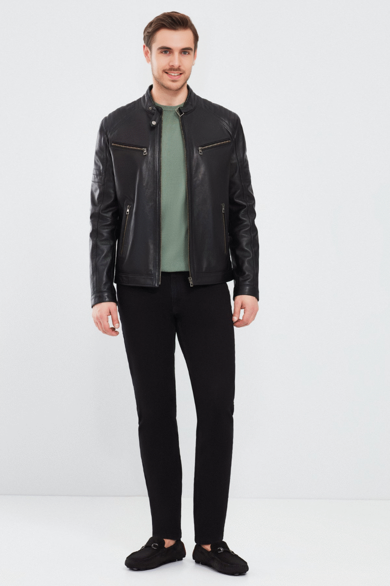 Paul Men's Black Leather Jacket - Image 5