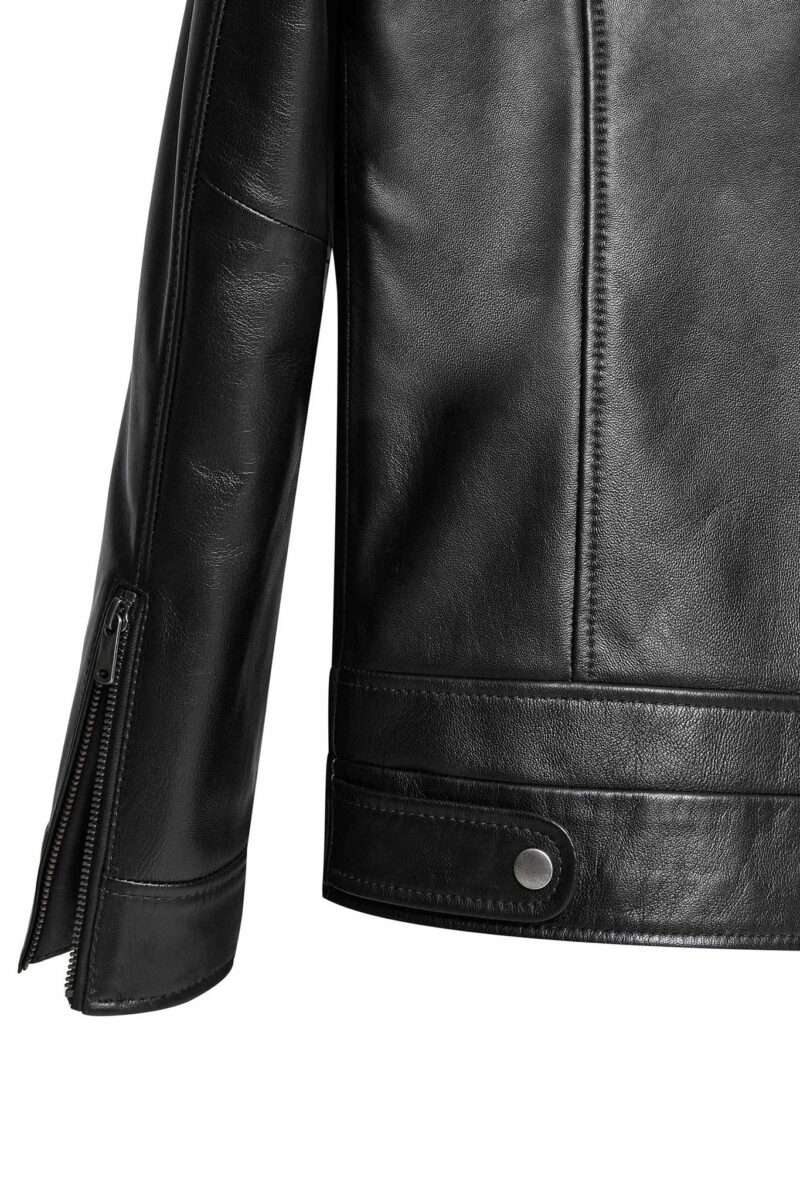 Patrick Men's Black Judge Collar Leather Jacket - Image 4