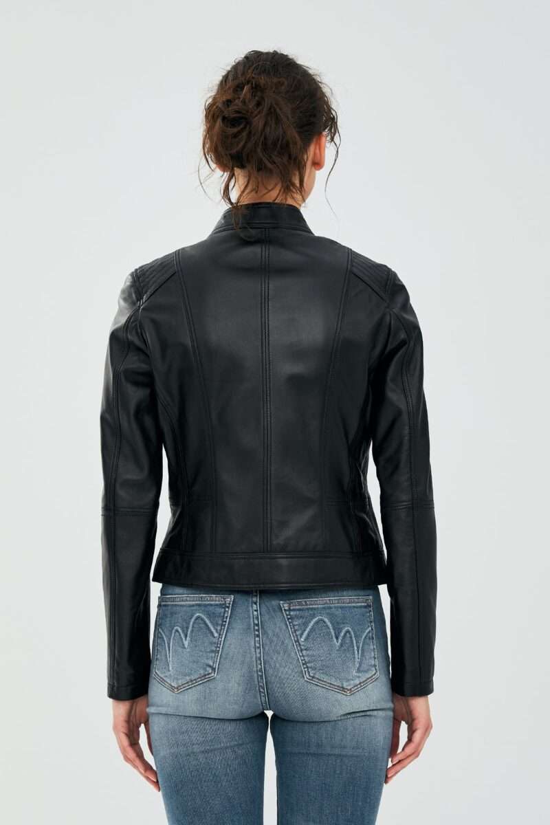 Kylie Women's Black Short Leather Jacket - Image 4
