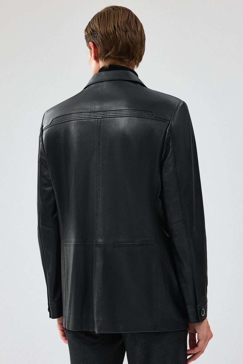 Kevin Men's Black Blazer Leather Jacket - Image 3