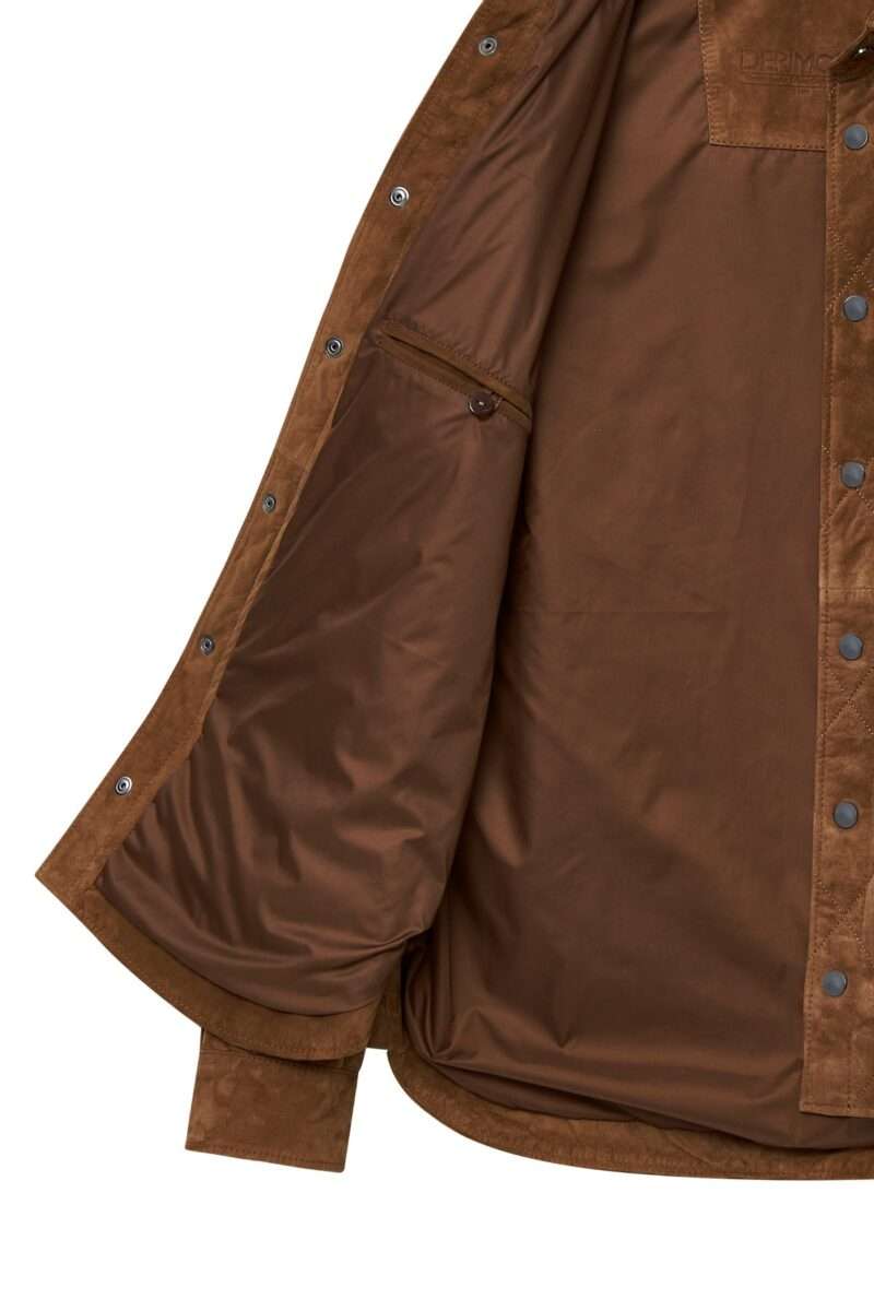 Kante Men's Camel Shirt Collar Suede Leather Coat - Image 5