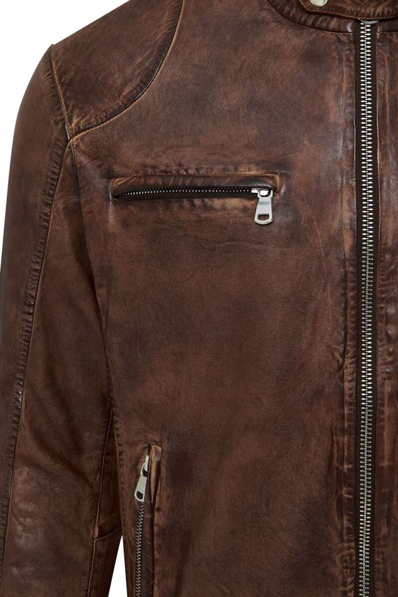 Immobile Men's Brown Sport Leather Jacket - Image 5