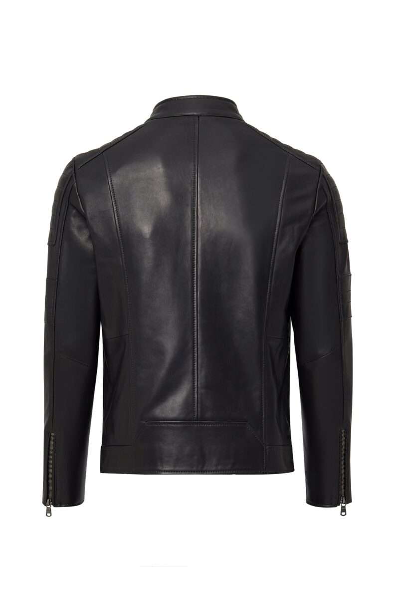 Morant Men's Black Judge Collar Leather Jacket - Image 4