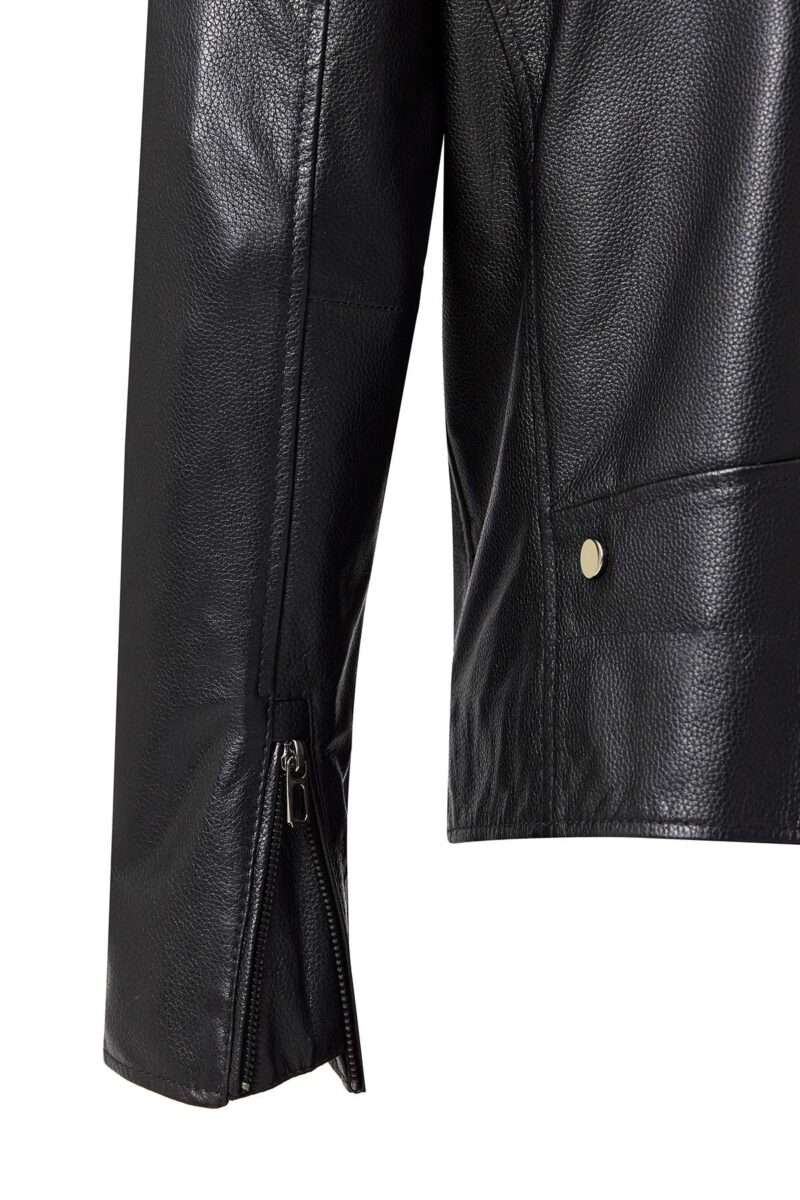 Butler Men's Black Hooded Biker Leather Jacket - Image 4