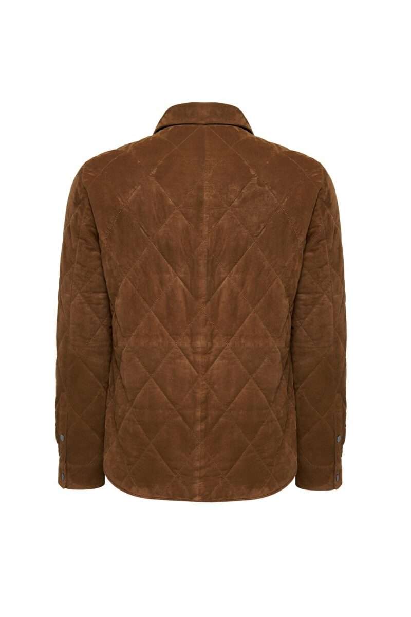 Kante Men's Camel Shirt Collar Suede Leather Coat - Image 6