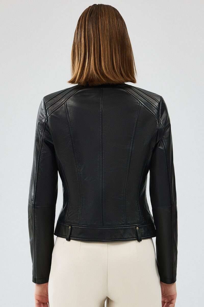 Heidi Women's Black Short Leather Jacket - Image 5