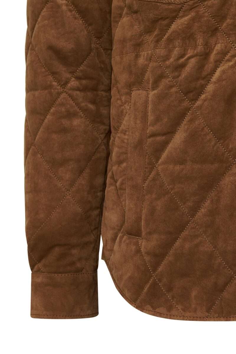 Kante Men's Camel Shirt Collar Suede Leather Coat - Image 2