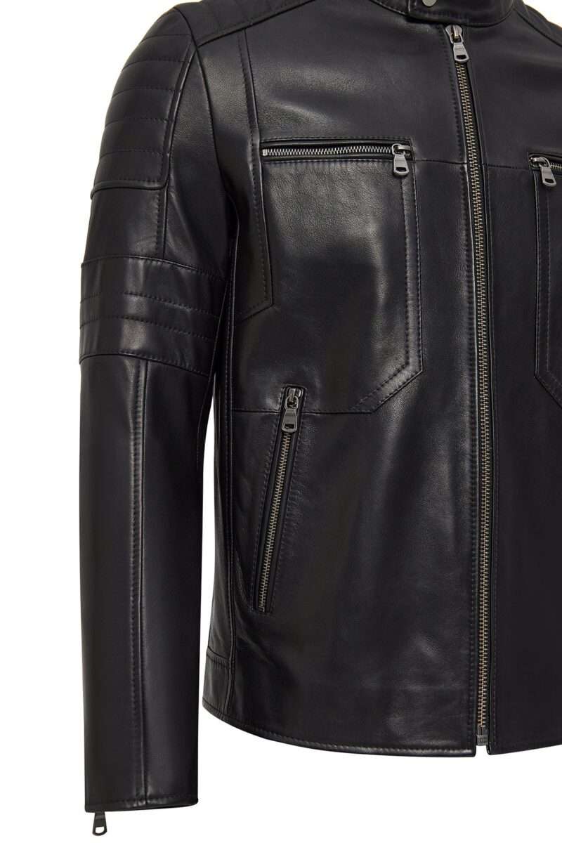Morant Men's Black Judge Collar Leather Jacket - Image 5