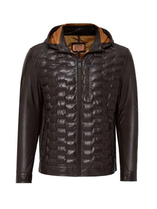 Silva Men's Brown Hooded Leather Jacket
