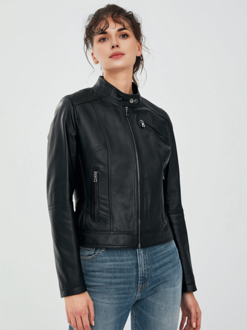 Women's Black Short Leather Jacket