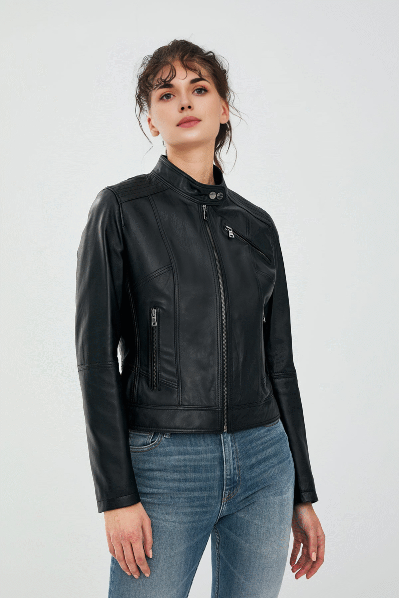 Women's Black Short Leather Jacket