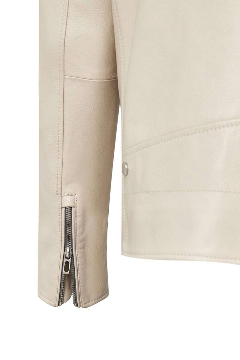 Butler Men's Beige Hooded Biker Leather Jacket - Image 6
