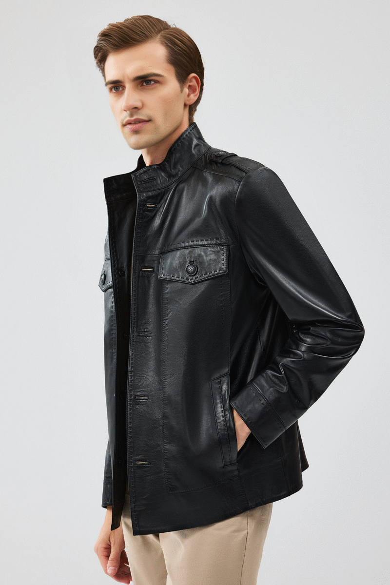 Alvarez Men's Black Leather Jacket - Image 2