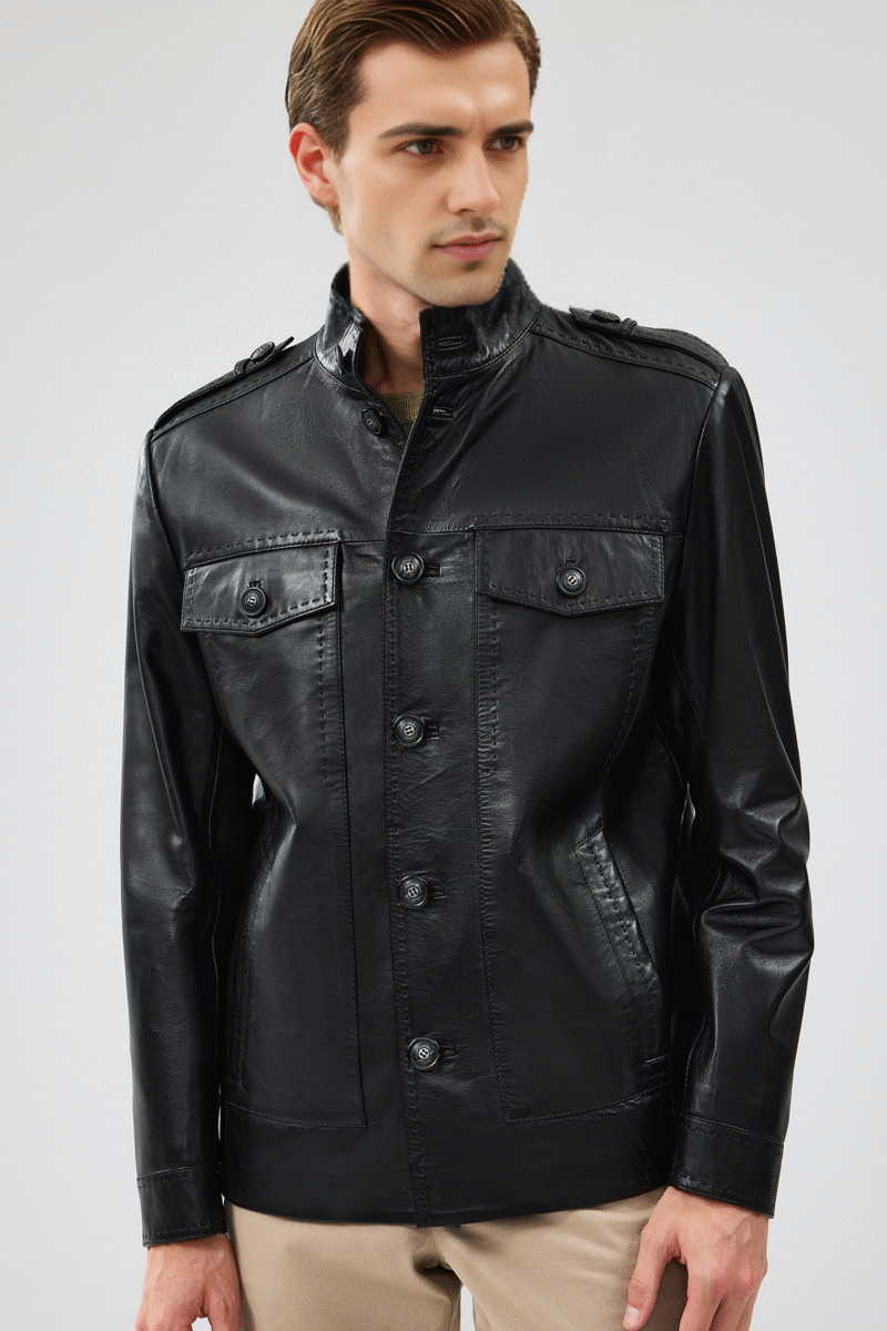 Alvarez Men's Black Leather Jacket - Image 3