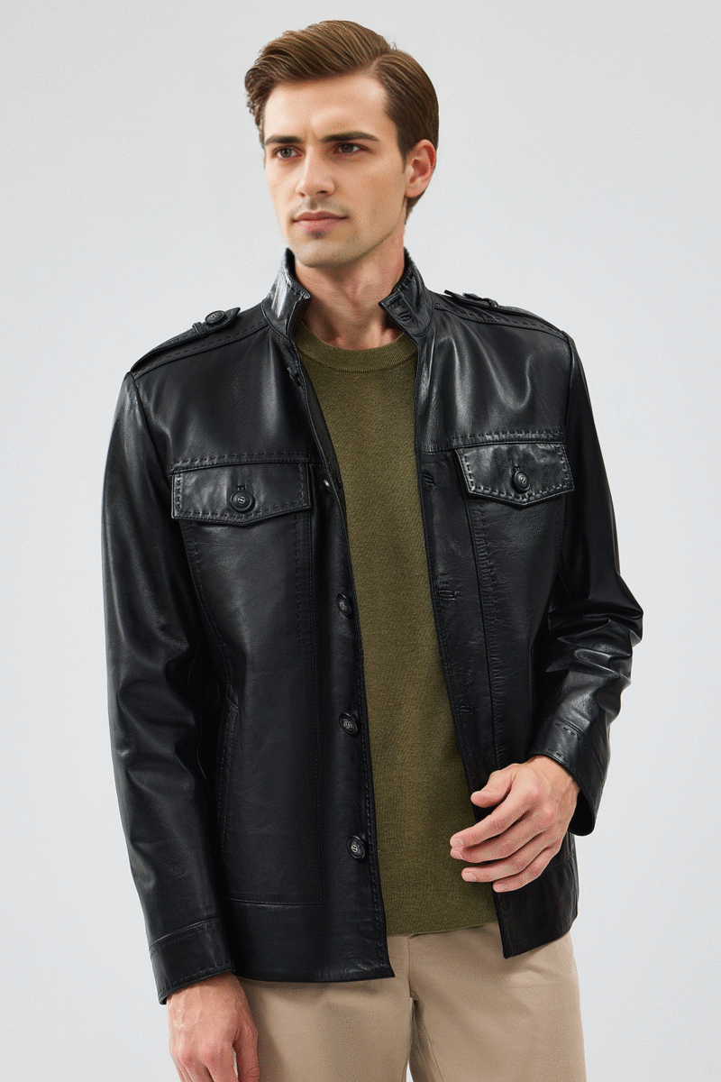 Alvarez Men's Black Leather Jacket - Image 4