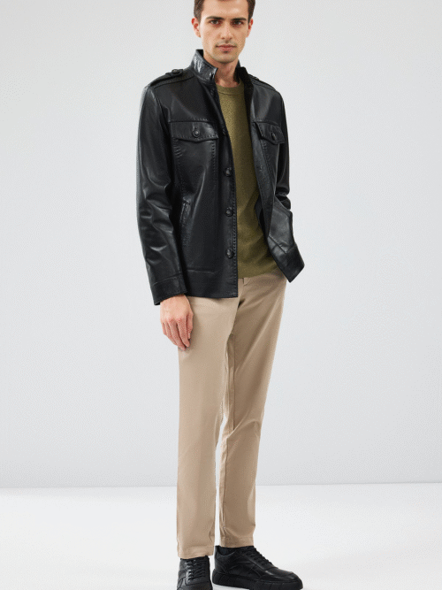 Men's Black Leather Jacket