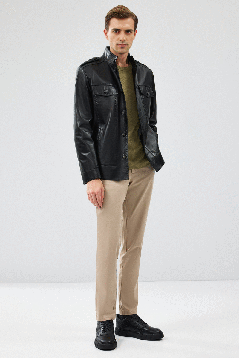 Men's Black Leather Jacket