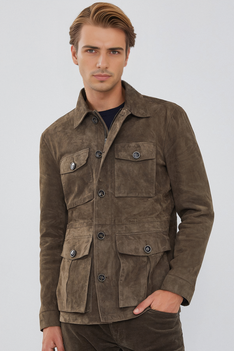 Bonucci Men's Mink Suede Leather Coat - Image 3