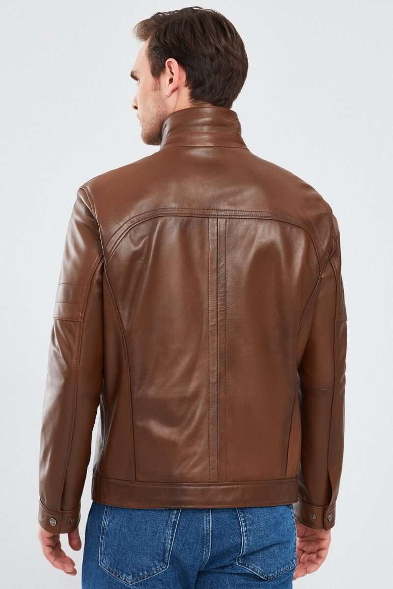 Bruno Men's Cognac Leather Jacket - Image 6