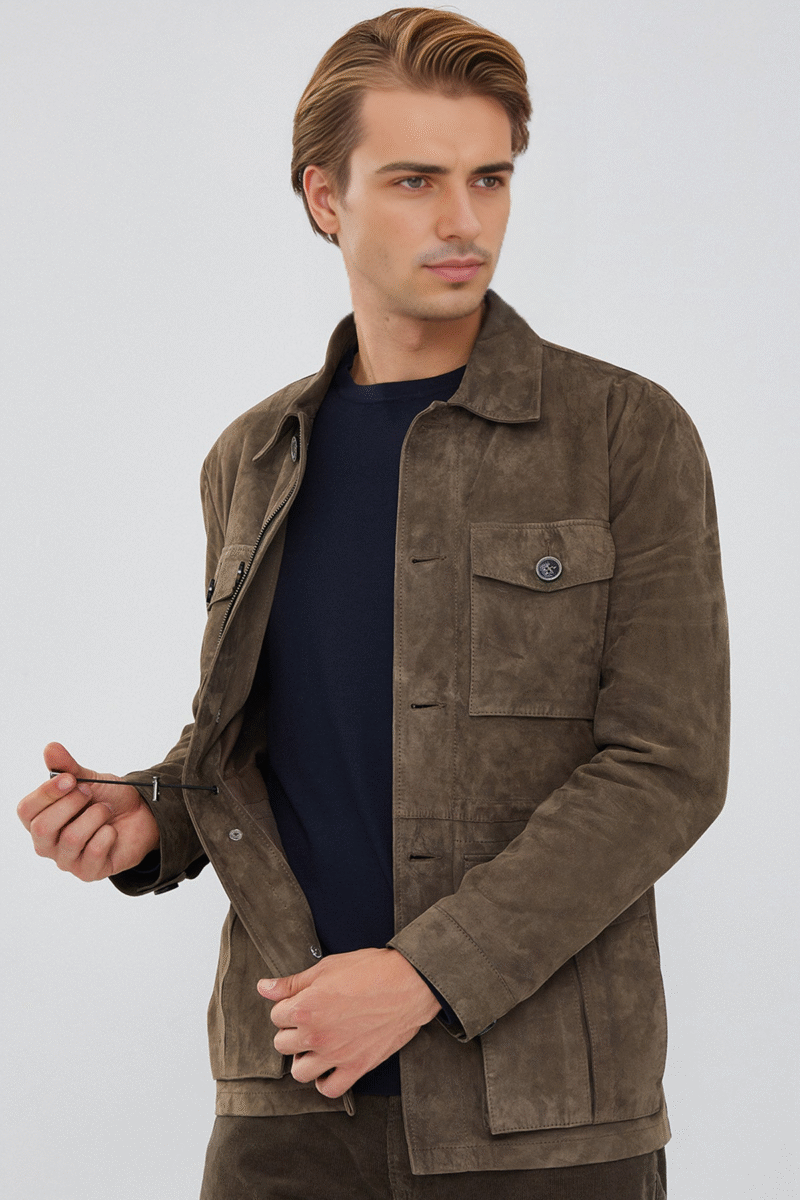 Bonucci Men's Mink Suede Leather Coat - Image 4