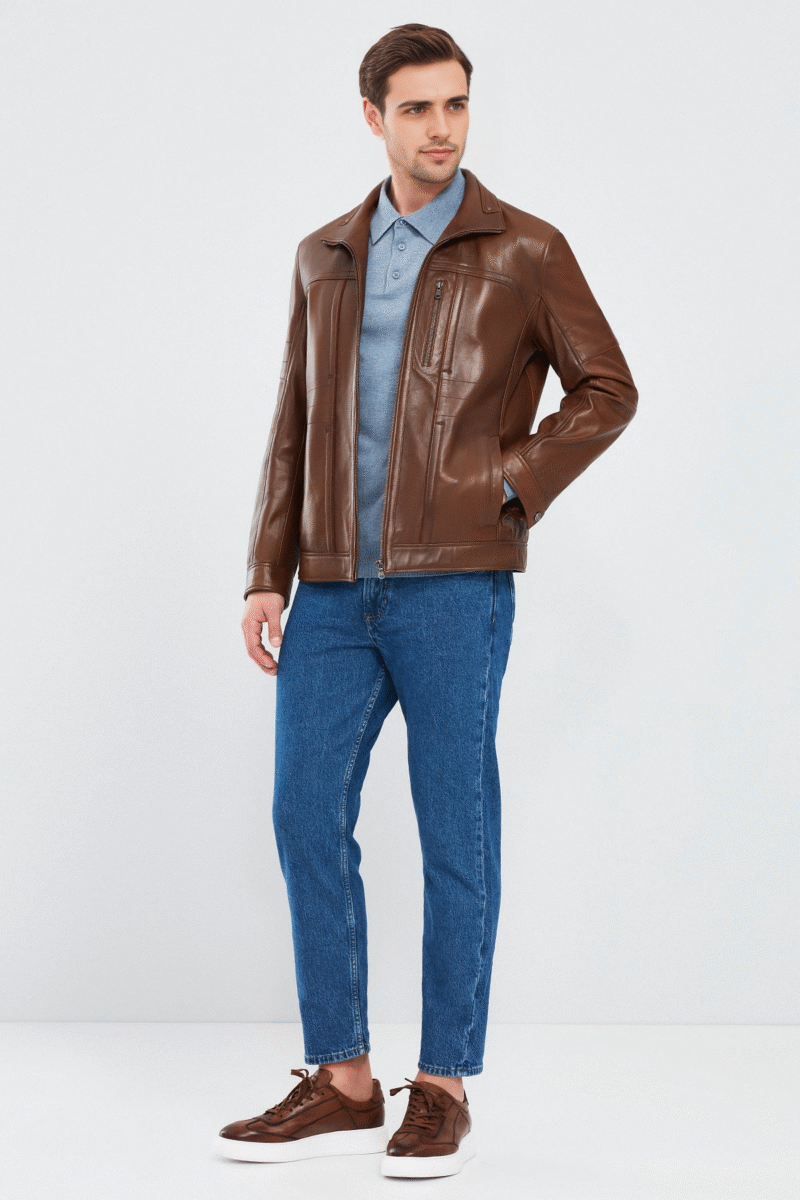 Men's Cognac Leather Jacket