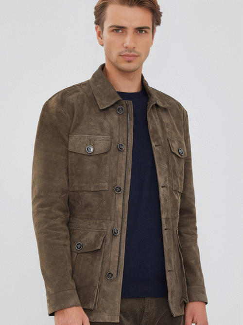 Bonucci Men's Mink Suede Leather Coat