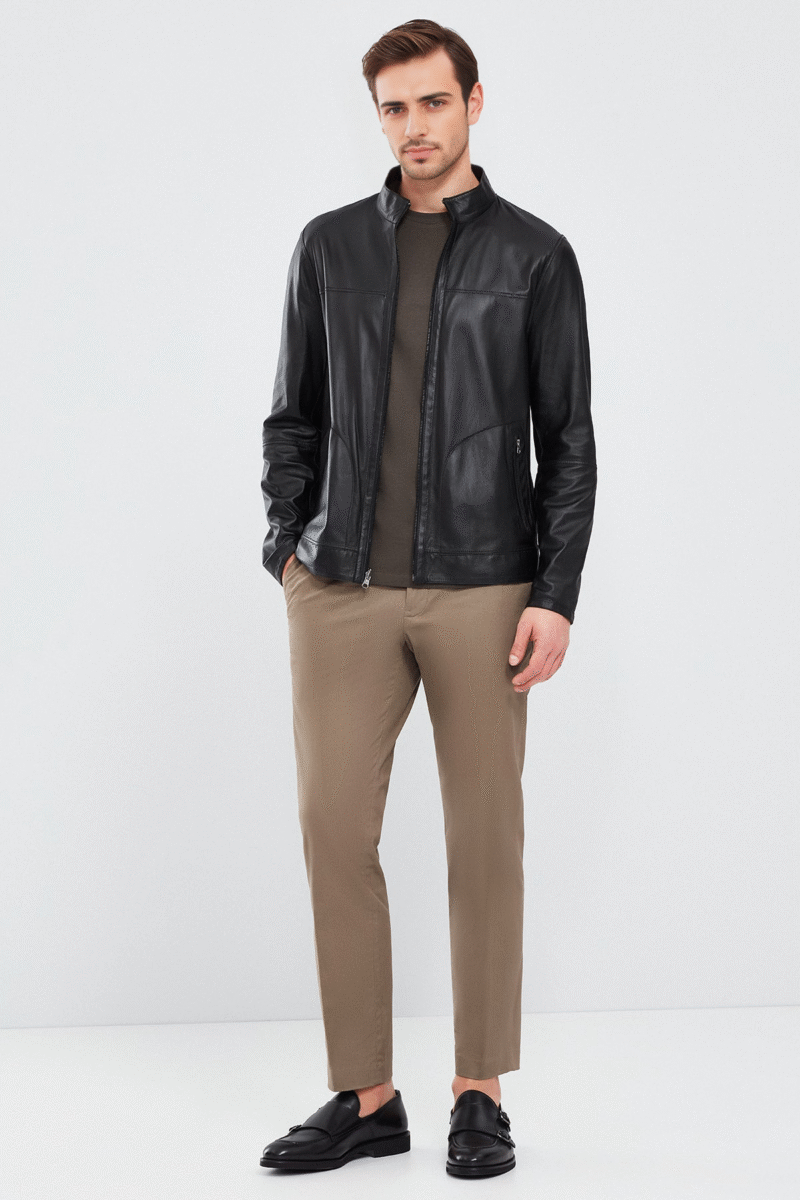Men's Black Suede Double-Sided Leather Jacket